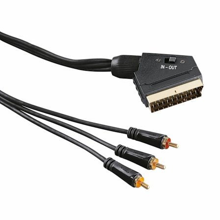 HAMA Kabel Video Scart-3xRCA Guld Svart 1.5m