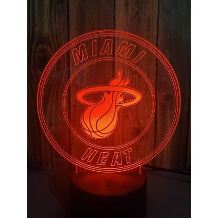 Miami Basketlag Heat lampa 3D Illusion Nattlampa, Fjärrkontroll
