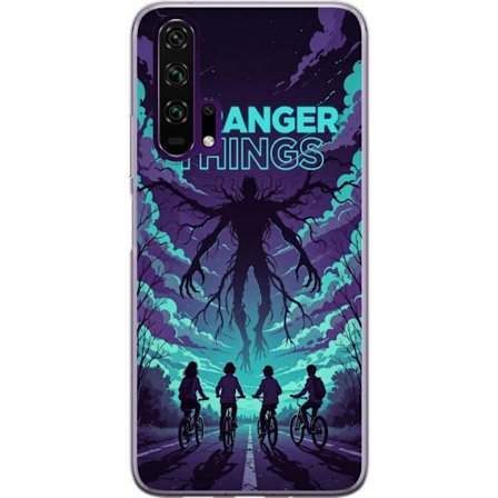 Kompatibelt Mobilskal till Honor Honor 20 Pro Stranger Things-inspirerad fantasyillustration med mörkt monster, cyklande barn och dramatisk röd him