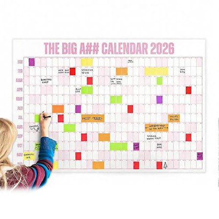 Den Store Kalender 2026 - Ekstra Stor Vægkalender med Pen og Klistermærker, 2026 Månedsplanlægger til Hjemmekontor, 84x109 cm-FX-