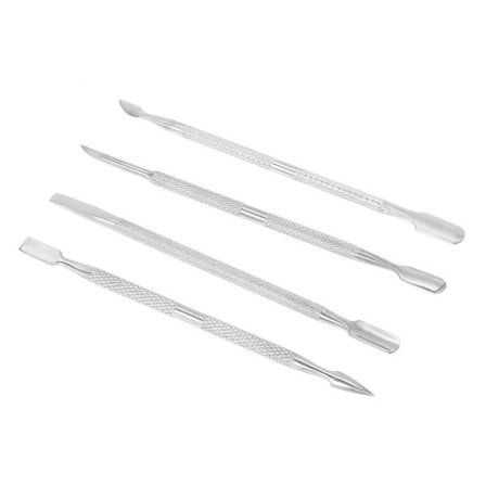 4 st rostfritt stål dubbelsidig nagel pusher set nagellim remover KLB