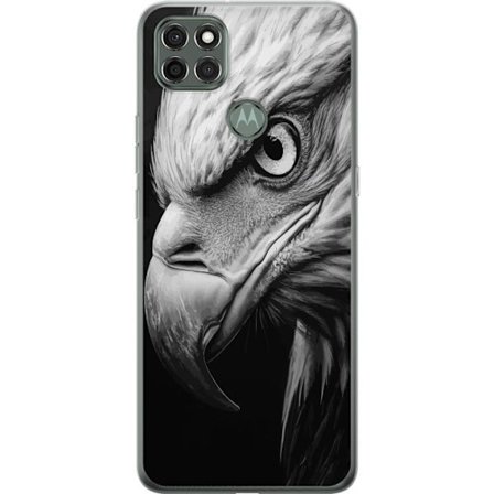 Kompatibelt Mobildeksel til Motorola Moto G9 Power Ørn nærbilde realistisk portrett kraftfullt blikk fugl detaljert svart-hvitt art natur dyreliv ster