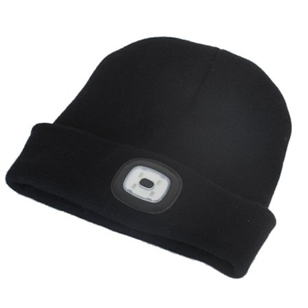 Mössa med inbyggd LED-lampa - svart