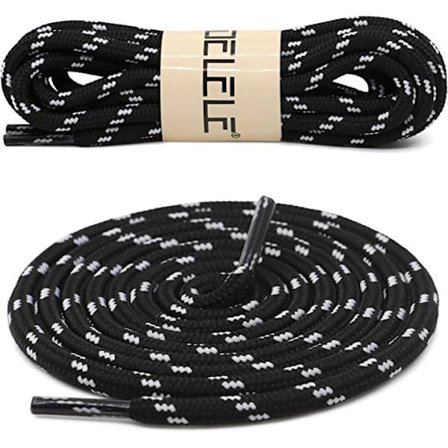 2 par arbejdsstøvler snørebånd til udendørs bjergbestigning vandresko, 39,37" tommer (sort og hvid)