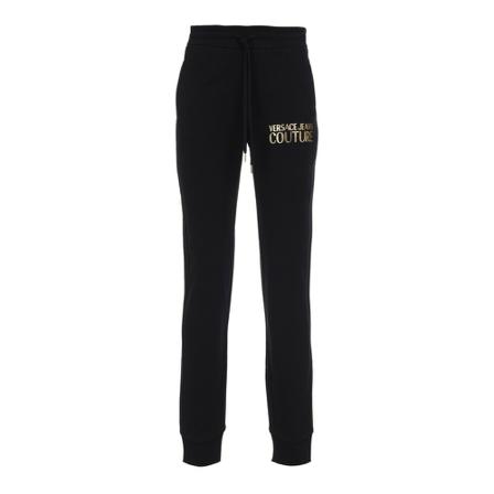 Versace Jeans Couture, Trousers 71Dp 310 Logo Foil S Cotton Fleece Brushed Zwart, Dames, Maat:S