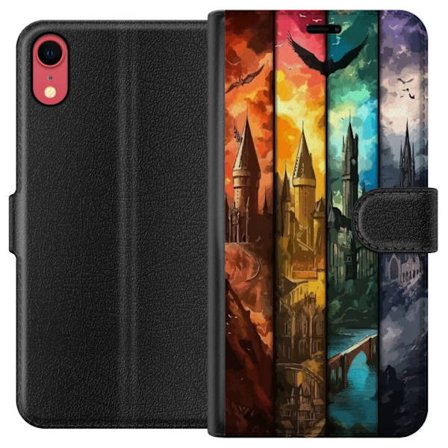 Kompatibel Tegnebogsetui til Apple Apple iPhone XR Fire magiske slotte i forskellige elementfarver, episk fantasykunst med ild vand luft og mørke i d