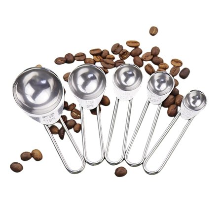 5 pakkausta Mittakuppilusikkasarja leivontaan 15/5/2,5/1,25/0,75 ml