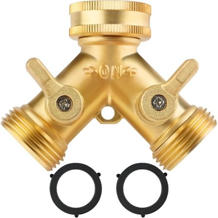 Dubbel tvättmaskinskran, 3/4" 2-vägs Y-koppling kompatibel med trädgårdsslang med oberoende trädgårdsslangomkastare, utomhusköksträdgård