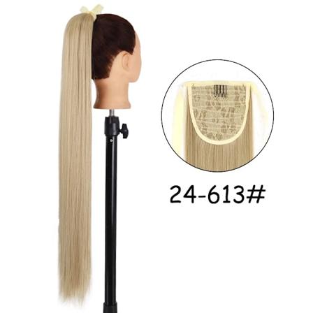 34 Inches Syntetiska Ponytail Hår Förlängning Clip I Falska Peruk Hårpiece Blond Omslag Runt Pigtail Lång Smink Overhead Pony Tail #1B/Mixed(Olives/