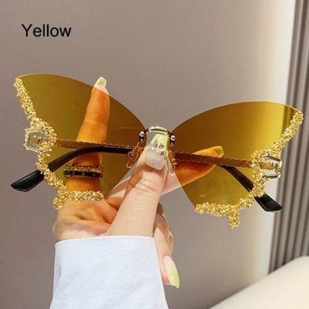 Lila solglasögon för kvinnor Butterfly solglasögon GUL GUL Yellow