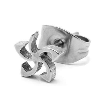 Sentio | Silver-Tone Stainless Steel Tribal Swirl Stud Earring for Men - Stud earrings
