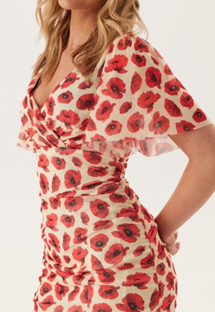 Bubbleroom Occasion Butterfly Sleeve Mesh Ankle Dress Vaatteet