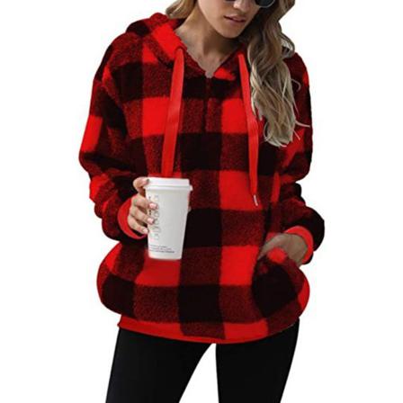 Damer Med Fickor Fleece Fuzzy Sweatshirt Coat Zipper Pullover