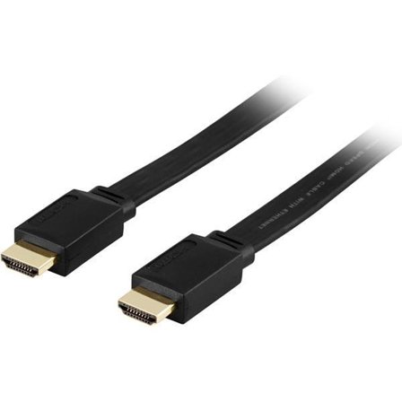 DELTACO platt HDMI 1.4-kabel, HDMI Type A ha, guldpläterad, 1m, svart
