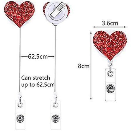 5 stk Hjerte Tilbagetrækkelige Badgeholder Spol ID Navneholder