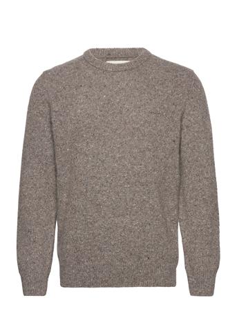 Wool Neps C-Neck Strikkegenser M. Rund Krage Beige GANT*Betinget Tilbud