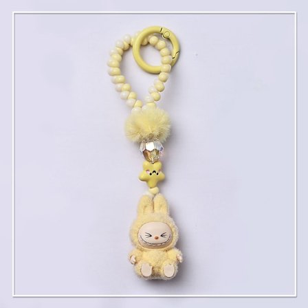 Ny sød lang snor af stofperler nøglering vedhæng personlig sjov taske hængende mobiltelefon kæde taske tilbehør nej