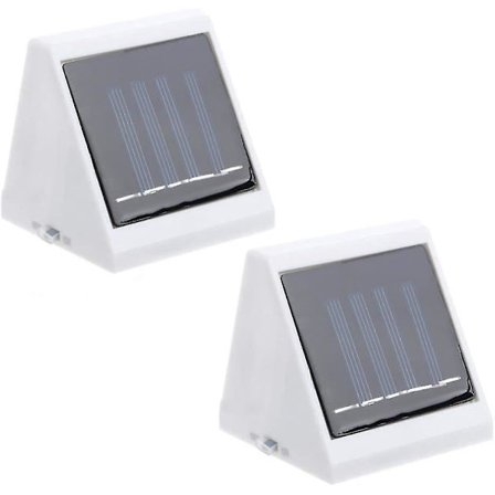 2 stk. Solcelledesignede Havepostslys Trekantet Udendørs Vandafvisende 4 LED Sikkerhedslygter til Terrasse