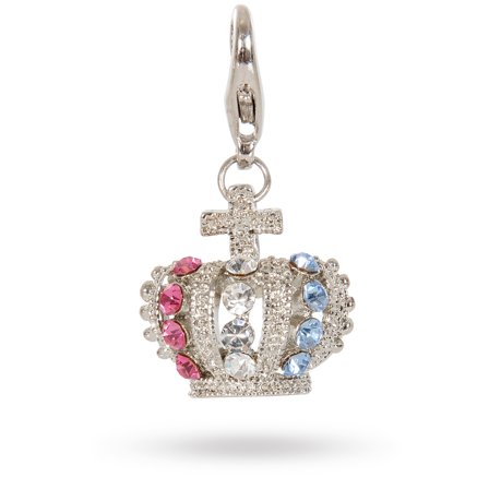 Crown Pink Clear Blue Charm- Hundhalsband