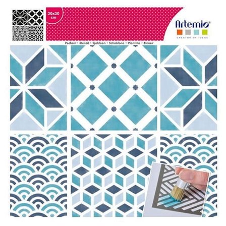 Stencil 30 x 30 cm - Kakel & vågor