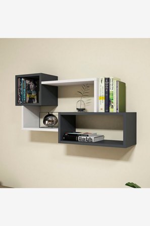 Hanah Home - Seinähylly Afro - Musta - Seinähyllyköt - - Homeroom