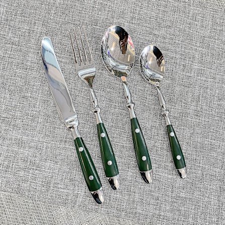 Klassisk elegant harpiks nagler håndtak stil rustfritt stål vestlig bestikk 4 i 1 sett delikat servise middagsservise for hjemmet