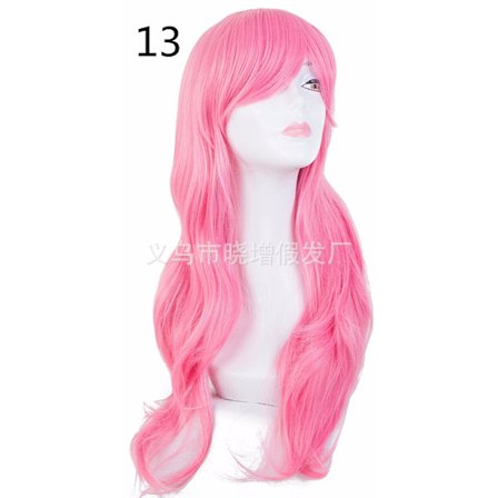 peruukki Pitkä kihara hiustenpää Costume Cosplay Peruukki 70CM Pitkä aaltoileva hiussarja Peruukki Cos Anime Peruukki (Pinkki)