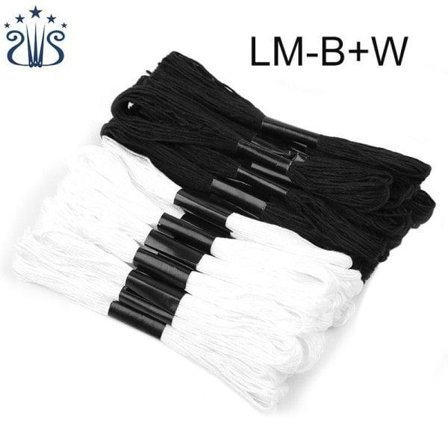 50 stycken svart/vit broderitråd