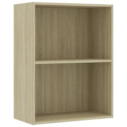 vidaXL Bokhylla 2 hyllor sonoma-ek 60x30x76,5 cm konstruerat trä Brun
