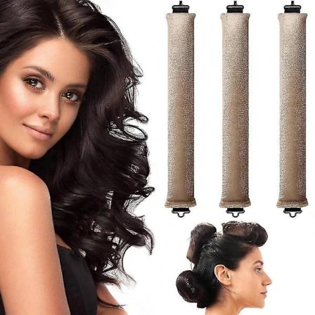 【PP】3 st Värmelösa Hårrullar, Mjuka Sammetstjocka Flexi-stavar Med Krok, Hårrullar Utan Värme Att Sova I, Värmelösa Nattlockar Kompatibla Bl khaki