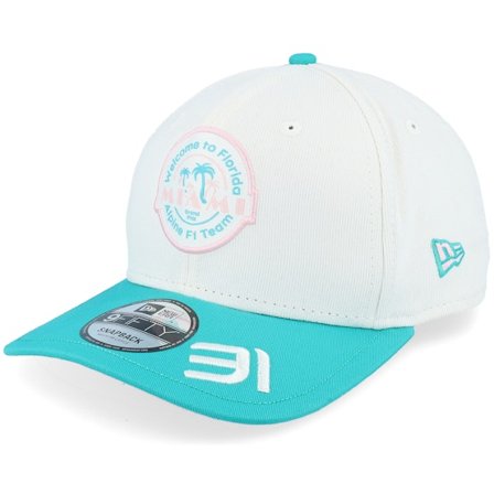 New Era - Motor Beige adjustable Czapka Z Daszkiem - Alpine F1 24 Ocon Miami 9FIFTY Micro Cord Off-white/Teal Adjustable @ Hatstore