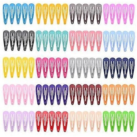 Slikfarvede 2 tommer metal hårspænder til børn, pigers hårtilbehør (100 spænder)