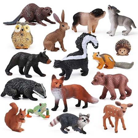16 stk. Skogsdyr Baby Figurer, Woodland Creatures Figurer, Miniatyrleker Kakepynt Cupcake Toppers Bursdagsgave Til Barn