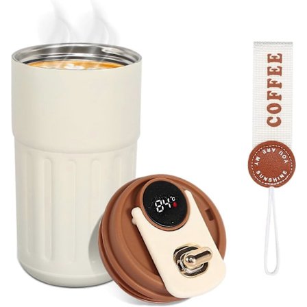 Vandflaske i rustfrit stål til varme drikke 450 ml, isoleret kaffekrus rejsekrus til varme drikke krusvarmer termokrus termokop