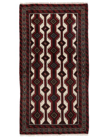 Oriental Baluch Rug 97X188 Black/Beige Wool, Persia