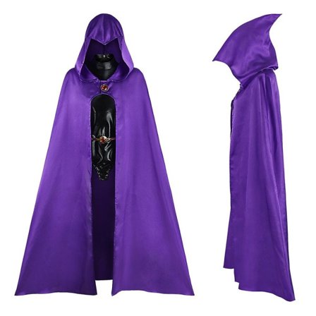 Raven Deluxe Kostume til Teen Titans Voksne Heldragt Med Kappe Cosplay Outfit Halloween Fest Fancy Dress Up S