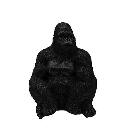 Gorillaskulptur, sort mat polyresin, 21x19,5x38,8 cm