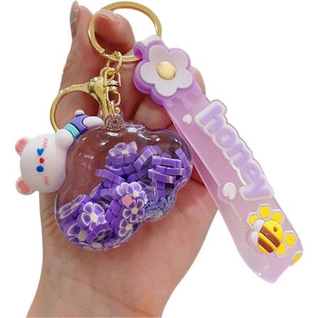 2025 Uusi tyyli Herkkä Söpö Pilvi Avaimenperä Koriste, Nestemäinen Liikkuva Hiekka Kelluva Karhu Han