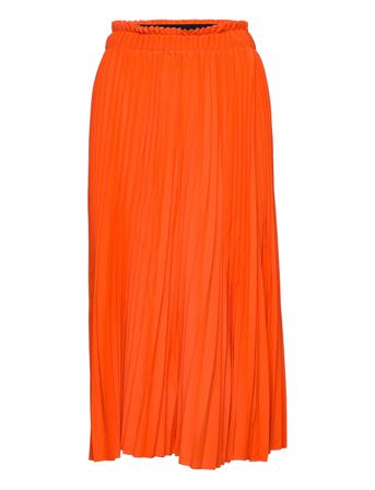Mia - Solid Plissé Knälång Kjol Orange Day Birger Et Mikkelsen