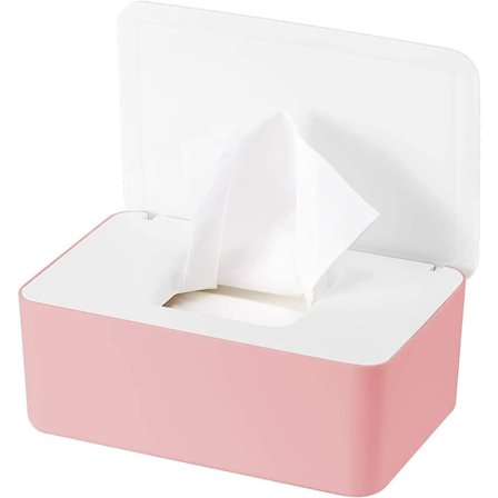 Våd Serviet Opbevaringsboks Vævsdispenser Holder Vævsopbevaringsboks Med Støvcover Til Hjem Kontor (hvid + lyserød)