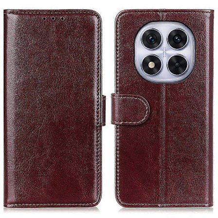 For Xiaomi Redmi Note 14 Pro 5G/Poco X7 5G Mobiltelefonveske Crazy Horse Mønster PU Lær Mobiltelefonholder Beskyttelsesveske (Brun)