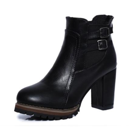 Kvinnor Back Zip Block Häl Bootie Spetsig Tå Comfort Ankelboots