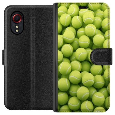 Yhteensopiva Lompakkokotelo Samsung Samsung Galaxy Xcover 5 Vihreiden tennispallojen kuvio korkealla tarkkuudella, urheilullinen motiivi toistettavall