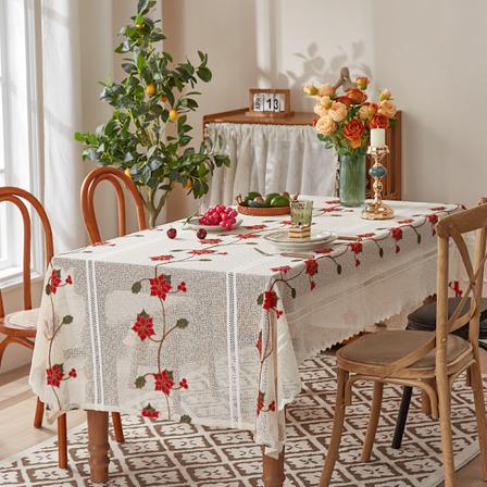 Juledugsbroderi blonder 140x100/140x200/140x240/140x330cm valgfri Vinterfest rektangel egnet til julefest dekoration Red maple leaf 140*100
