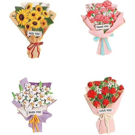 4 kpl koristeellisia jääkaappimagneetteja, 3D-hartsimagneetteja, kukkakimppumagneetteja jääkaappiin, kaappiin, toimistoon (auringonkukka, ruusu, lilja