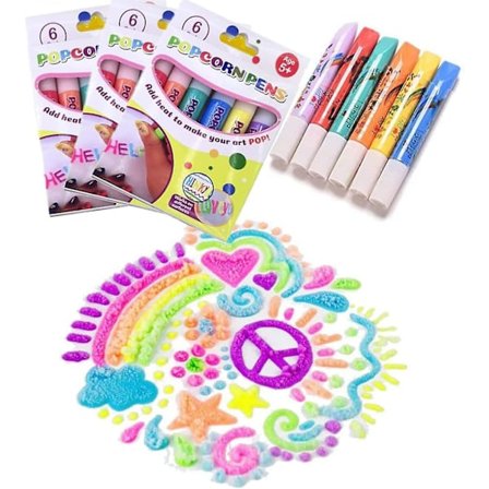 Magiska Popcorn-Pennor för Barn, DIY 3D Puffy Popcorn-Pennor Bubbelritpennor, Säker Konstpenna för Gratulationskort