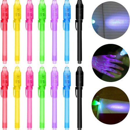 Lamppu [14 kpl] Salainen Kynä UV-Valolla, Uusiokäyttöinen, Näkymätön Kirjoitus KLB