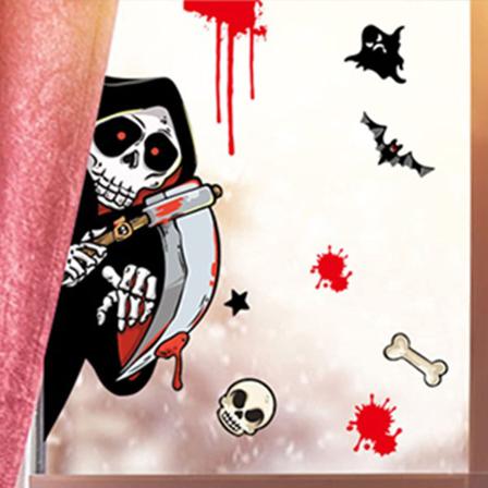 4 St Halloween Fönsterdekaler, Spindelfladdermus (svart, A)