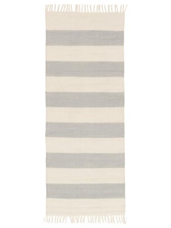 Rayé Cotton Stripe Gris/Blanc Écru Tapis Corridor Petit