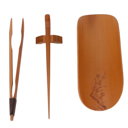 4 stk. Bambus Te Scoop Sæt Håndskåret Blommemønster Te Ceremoni Tilbehør